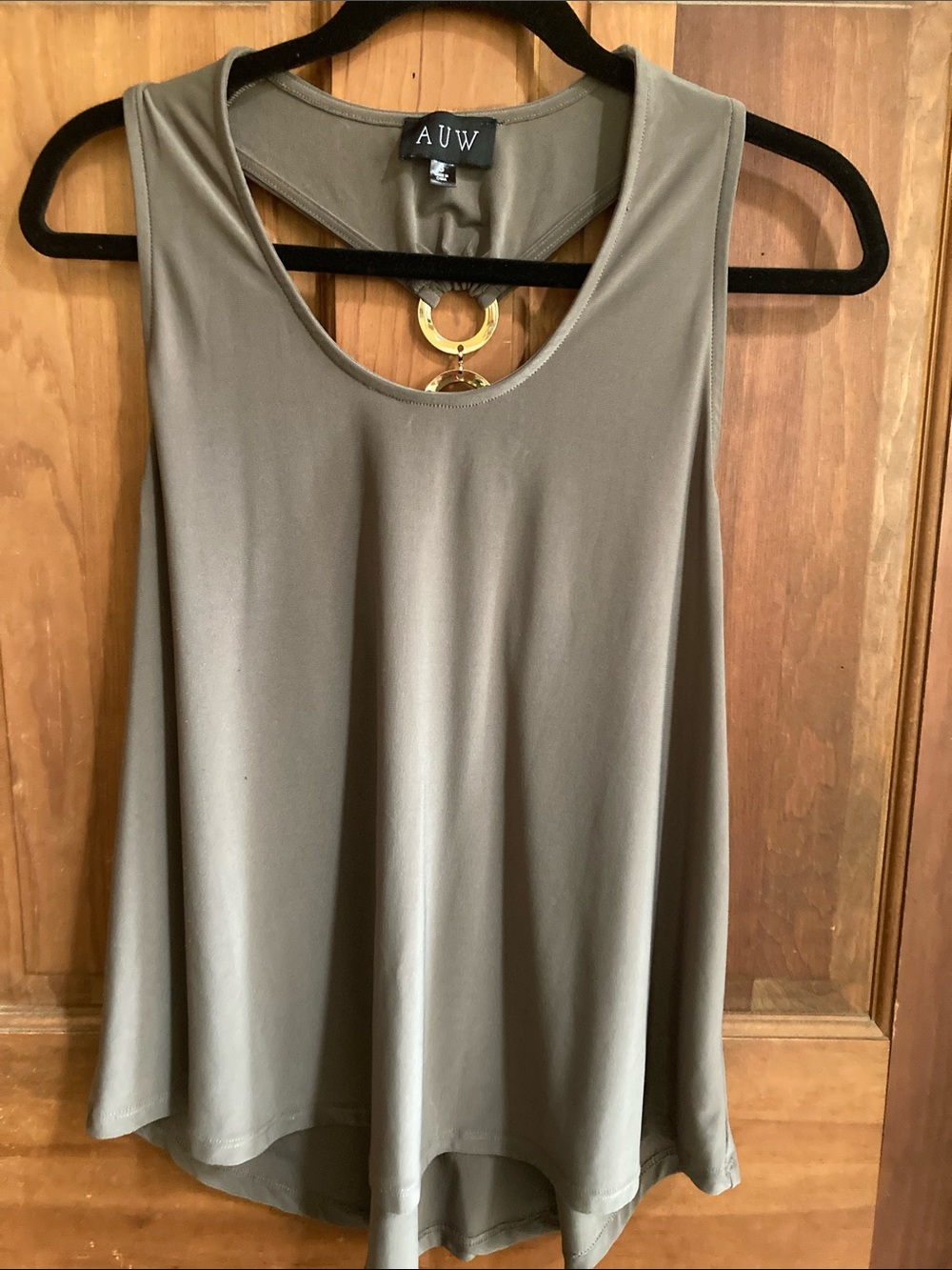 AUW Olive Tank with Circle Back Detail